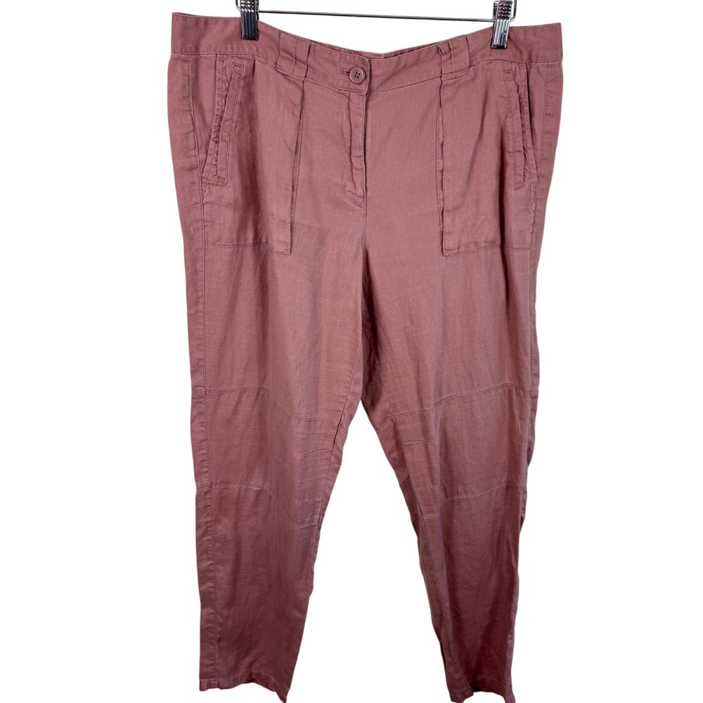 LOFT Womens 100% Linen Tapered Pants Size 10 Pink Dusty Rose Utility Trousers